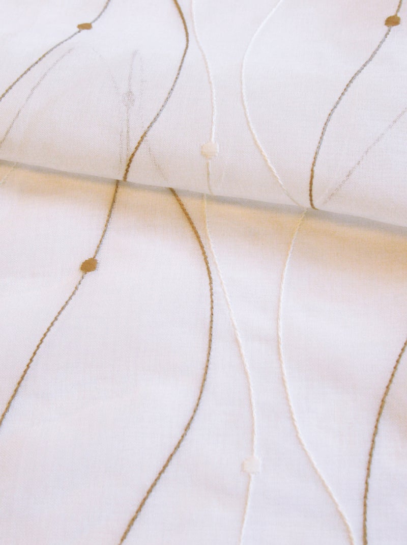 Par de cortinas bordadas com ondas para janela Bege - Kiabi