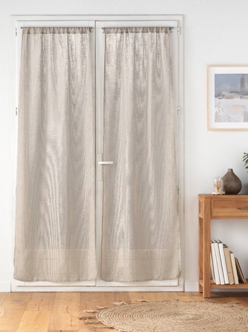 Par de cortinas de efeito linho branco haltona Castanho-tabaco - Kiabi