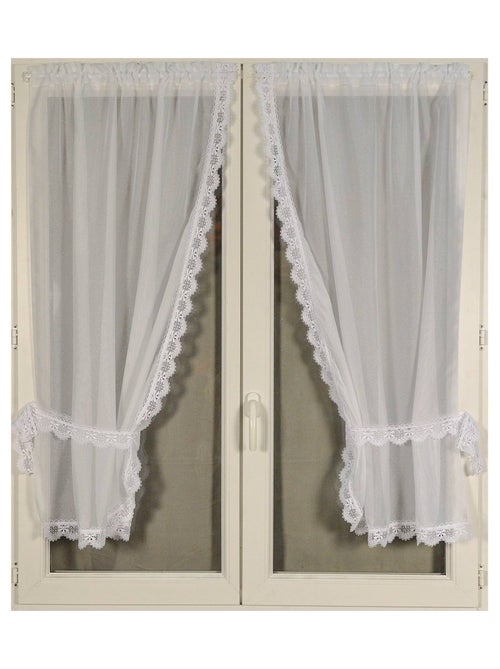 Par de cortinas de senhora com rebordo em macramé - Kiabi