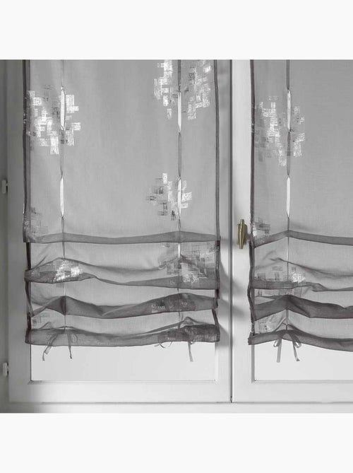Par de cortinas de voile com padrão prateado, para puxar para cima - Kiabi