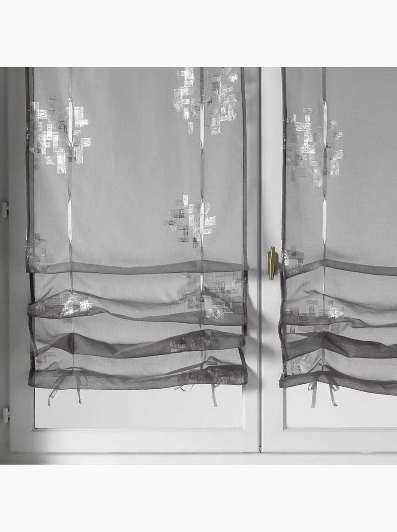 Par de cortinas de voile com padrão prateado, para puxar para cima Cinza claro - Kiabi