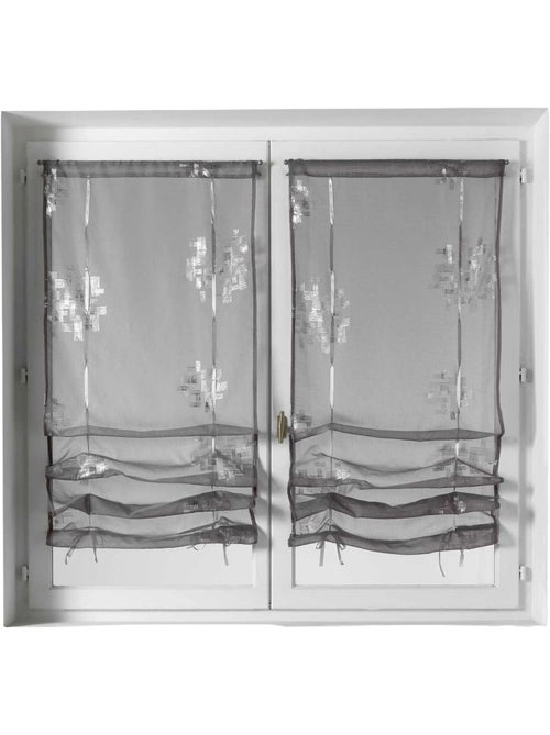 Par de cortinas de voile com padrão prateado, para puxar para cima - Kiabi
