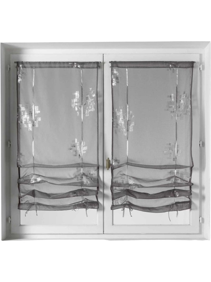 Par de cortinas de voile com padrão prateado, para puxar para cima Cinza claro - Kiabi
