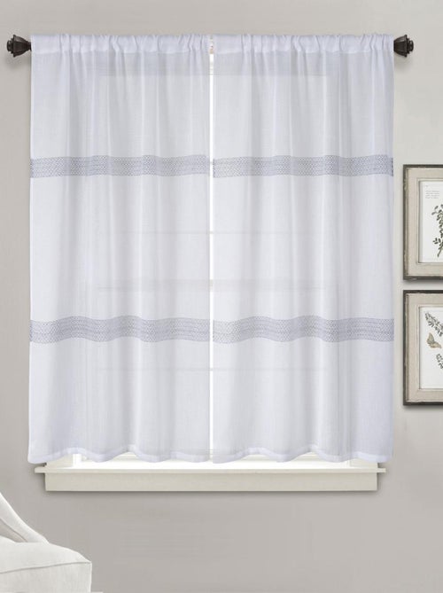 Par de cortinas pequenas às riscas - Kiabi