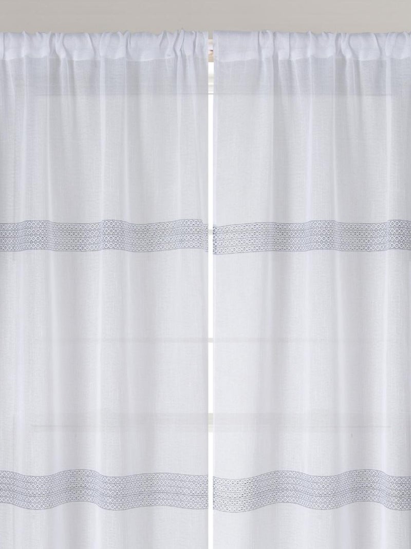 Par de cortinas pequenas às riscas Branco - Kiabi