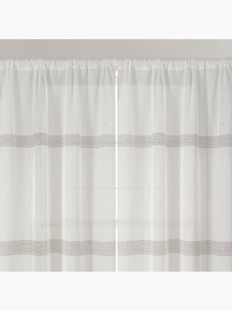 Par de cortinas pequenas às riscas Ecru - Kiabi