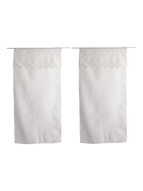 Par de cortinas pequenas com folho bordado na parte superior - Kiabi