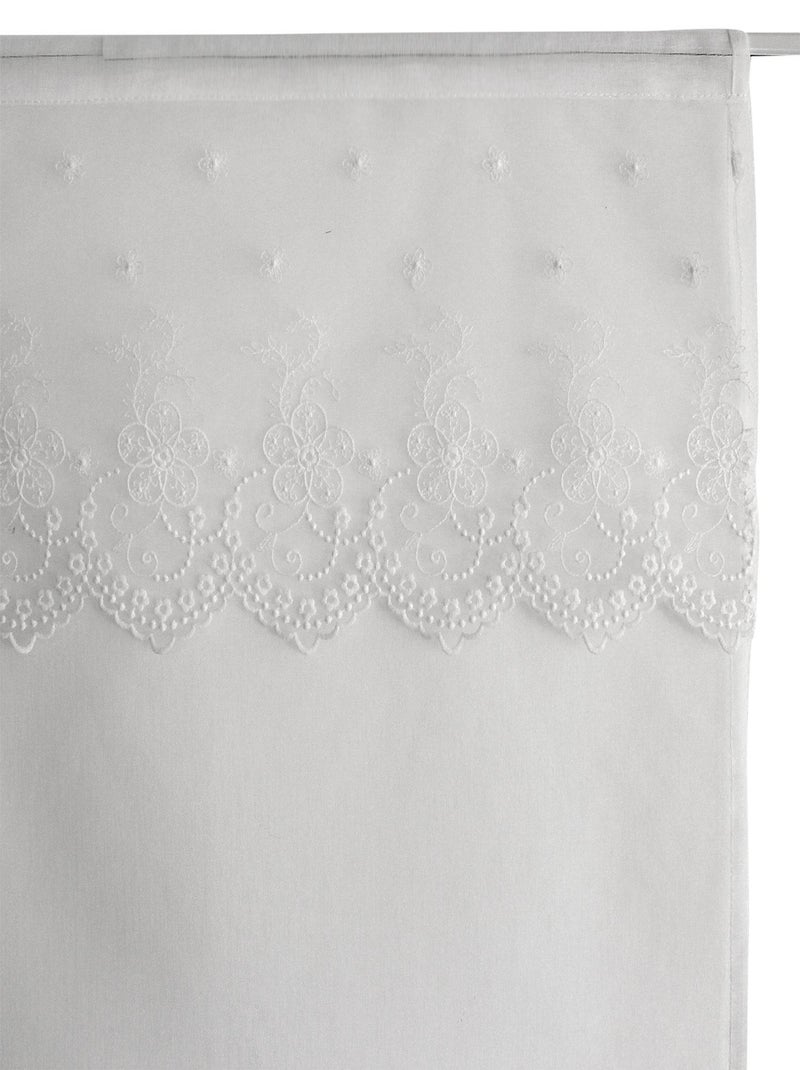 Par de cortinas pequenas com folho bordado na parte superior Branco - Kiabi