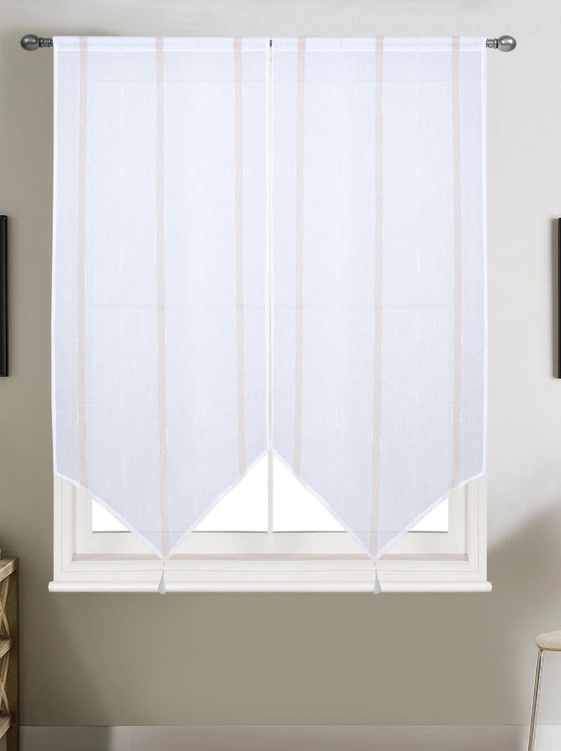 Par de cortinas pequenas com riscas verticais brilhantes Amarelo - Kiabi