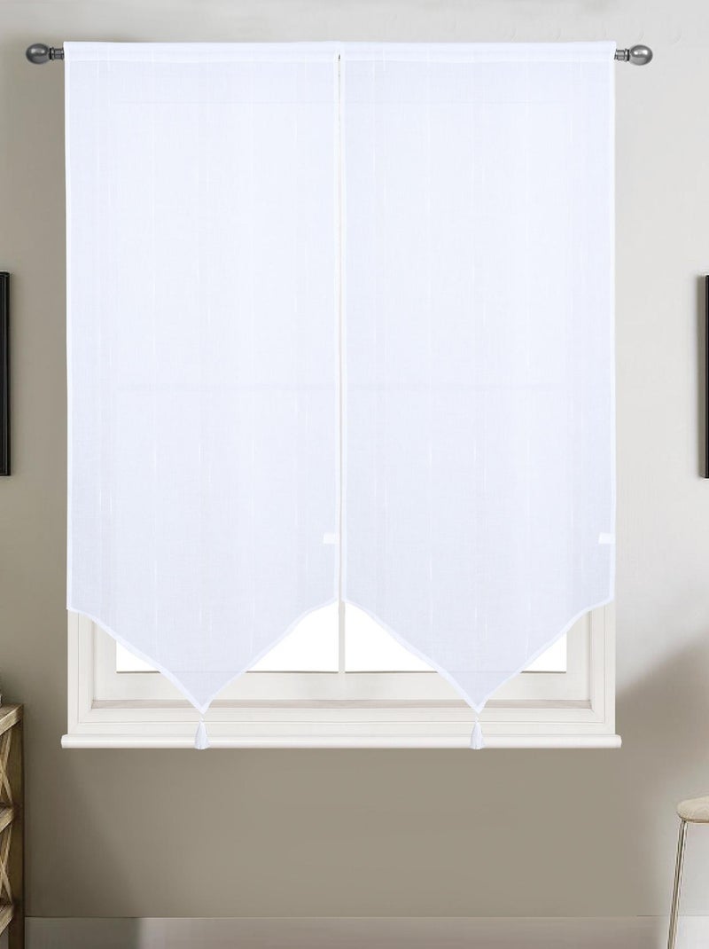 Par de cortinas pequenas com riscas verticais brilhantes Branco - Kiabi