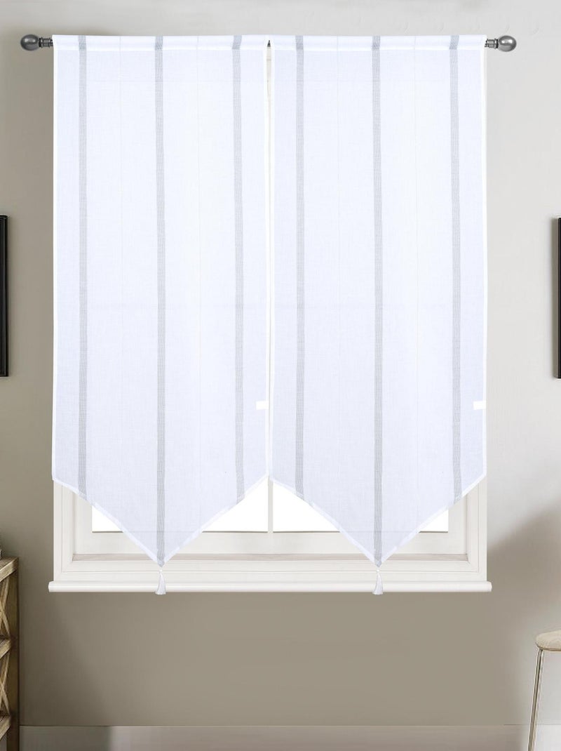 Par de cortinas pequenas com riscas verticais brilhantes Preto - Kiabi