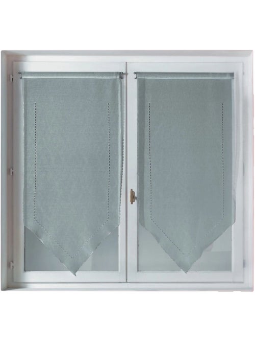 Par de cortinas pequenas em ponta, com aberturas e bordadas - Kiabi