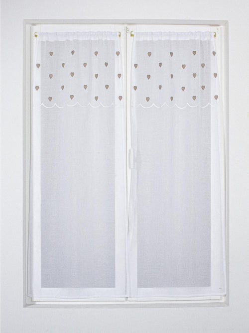 Par de cortinas rectas pequenas com corações na parte superior - Kiabi