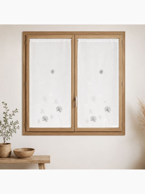 Par de cortinas transparentes bordadas com motivos florais - Kiabi