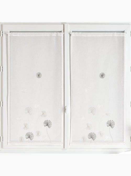 Par de cortinas transparentes bordadas com motivos florais - Kiabi