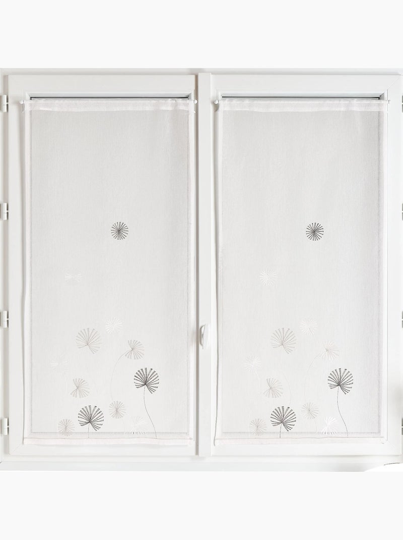 Par de cortinas transparentes bordadas com motivos florais Toupe - Kiabi