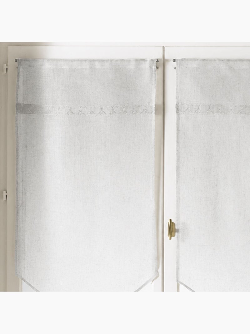 Par de cortinas transparentes com acabamento em macramé com motivos de corações Branco - Kiabi