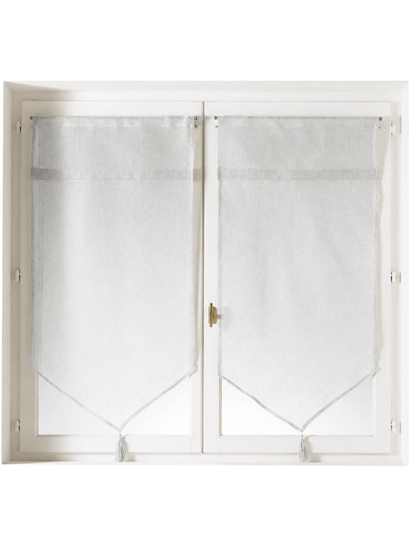 Par de cortinas transparentes com acabamento em macramé com motivos de corações Branco - Kiabi