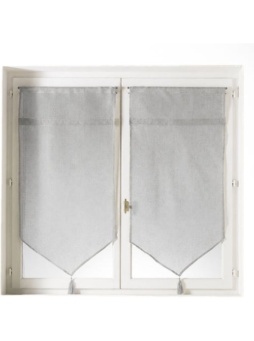 Par de cortinas transparentes com acabamento em macramé com motivos de corações - Kiabi Par de cortinas transparentes com acabamento em macramé com motivos de corações - Kiabi