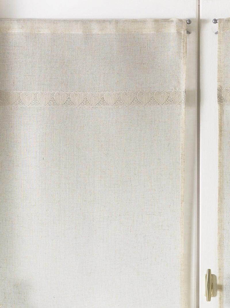 Par de cortinas transparentes com acabamento em macramé com motivos de corações Madeira natural - Kiabi