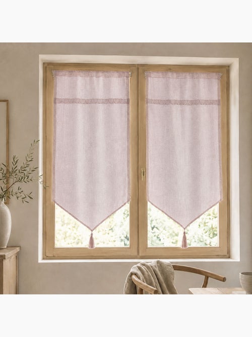 Par de cortinas transparentes com acabamento em macramé com motivos de corações - Kiabi Par de cortinas transparentes com acabamento em macramé com motivos de corações - Kiabi