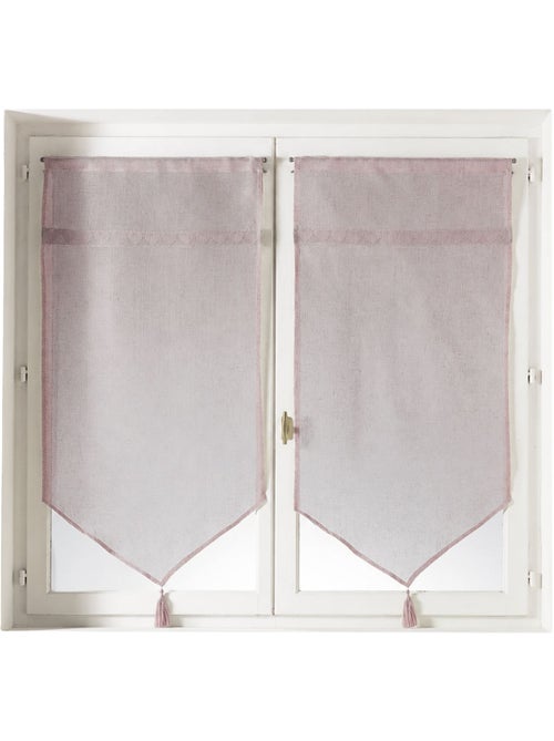 Par de cortinas transparentes com acabamento em macramé com motivos de corações - Kiabi Par de cortinas transparentes com acabamento em macramé com motivos de corações - Kiabi