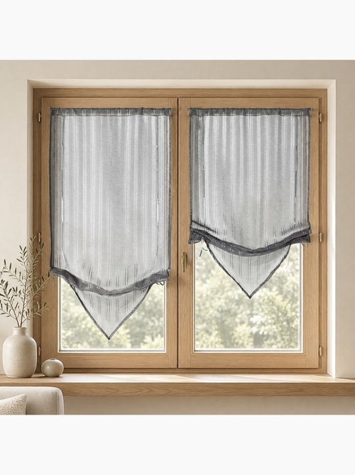 Par de cortinas transparentes com pontas e fios de lurex - Kiabi