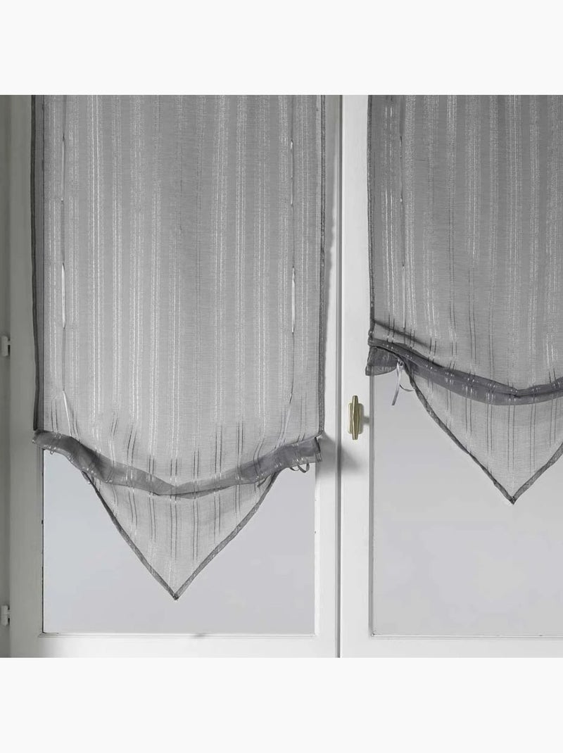 Par de cortinas transparentes com pontas e fios de lurex Cinza claro - Kiabi