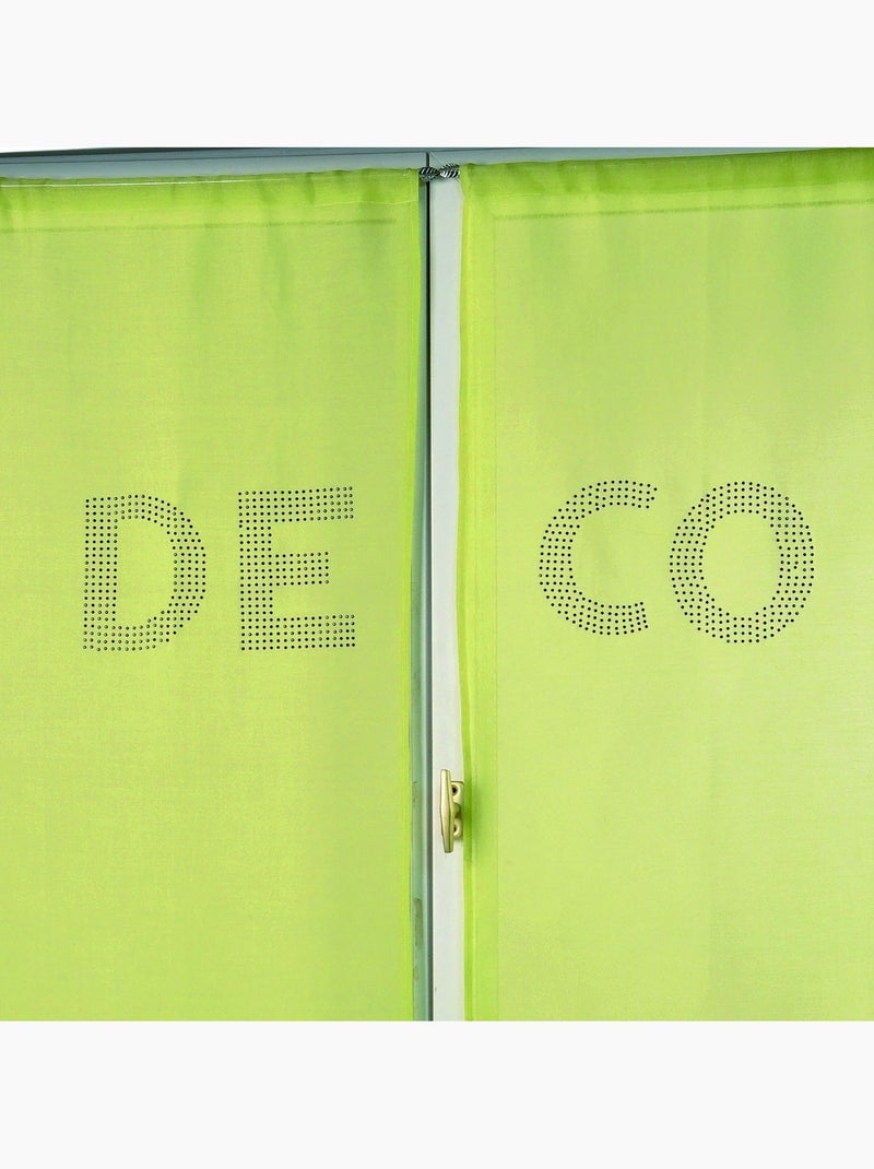 Par de cortinas transparentes com strass «deco» Verde claro - Kiabi