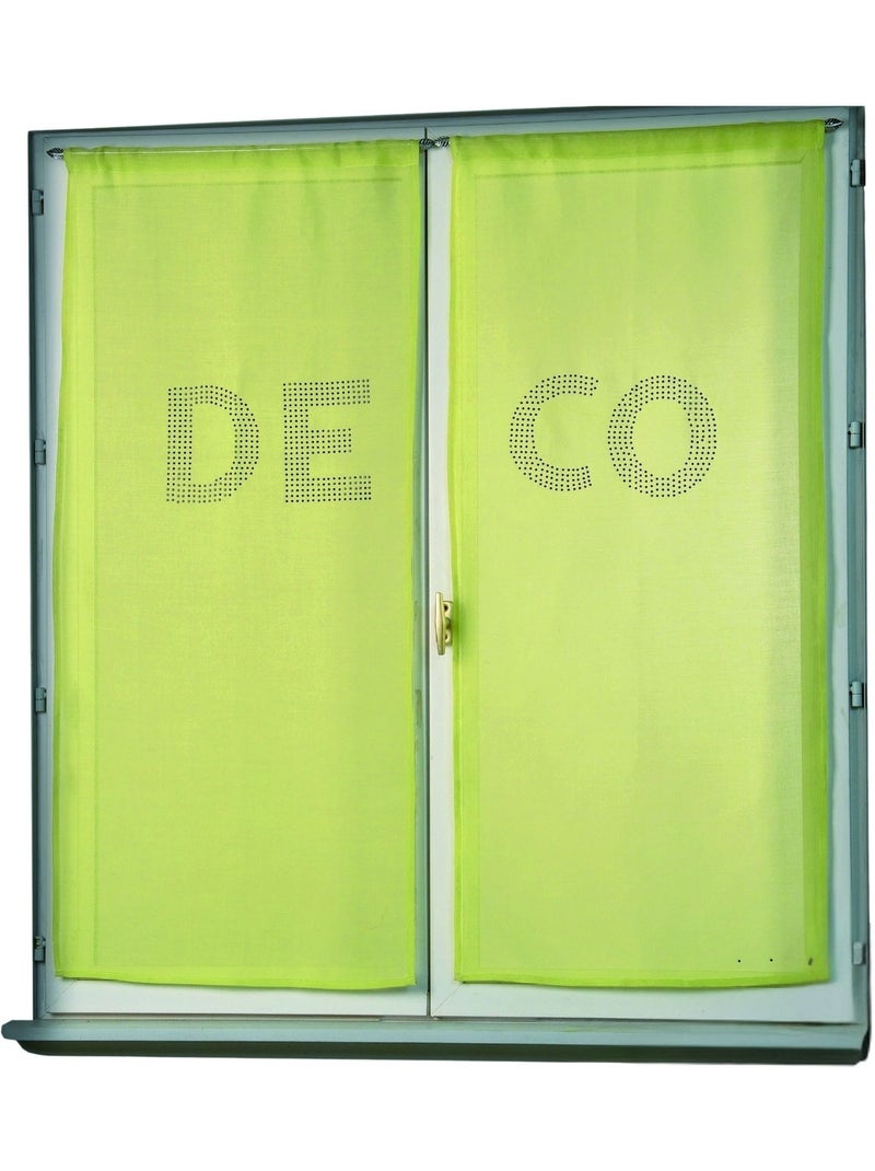 Par de cortinas transparentes com strass «deco» Verde claro - Kiabi
