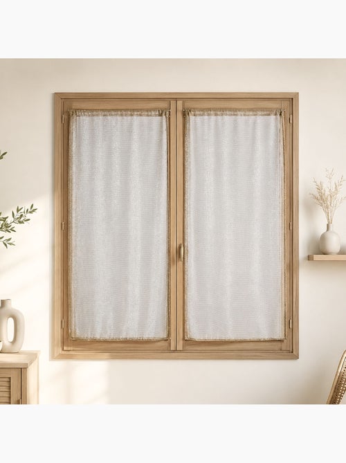 Par de cortinas transparentes para janelas com efeito de malha e fios de lurex - Kiabi