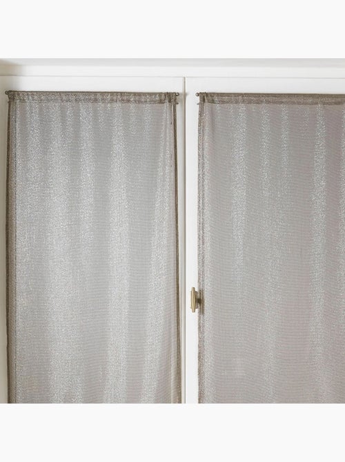 Par de cortinas transparentes para janelas com efeito de malha e fios de lurex - Kiabi