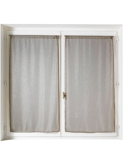 Par de cortinas transparentes para janelas com efeito de malha e fios de lurex - Kiabi