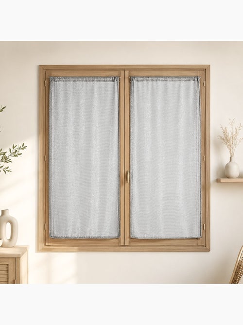 Par de cortinas transparentes para janelas com efeito de malha e fios de lurex - Kiabi