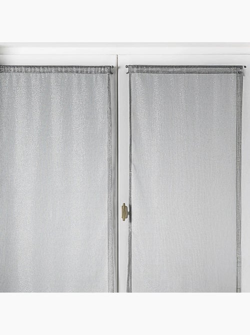 Par de cortinas transparentes para janelas com efeito de malha e fios de lurex - Kiabi