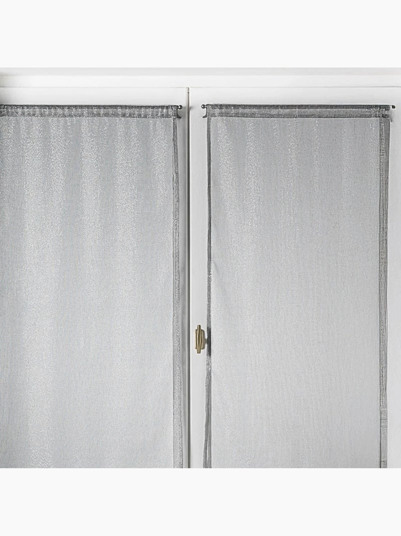 Par de cortinas transparentes para janelas com efeito de malha e fios de lurex Prata - Kiabi