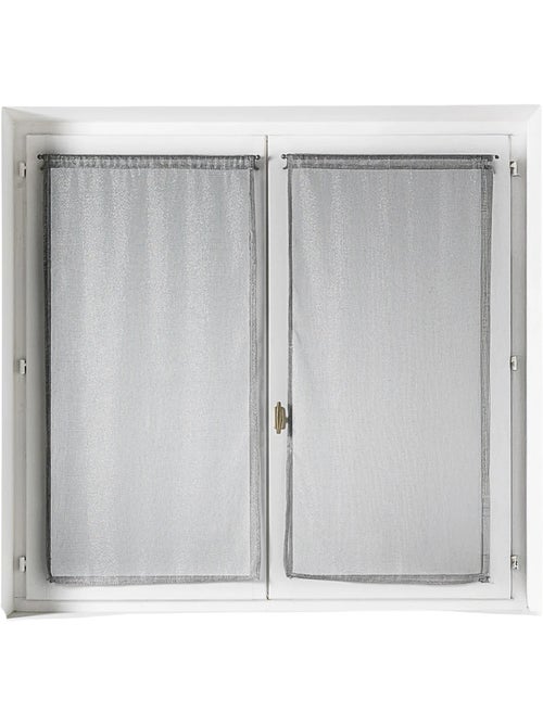 Par de cortinas transparentes para janelas com efeito de malha e fios de lurex - Kiabi