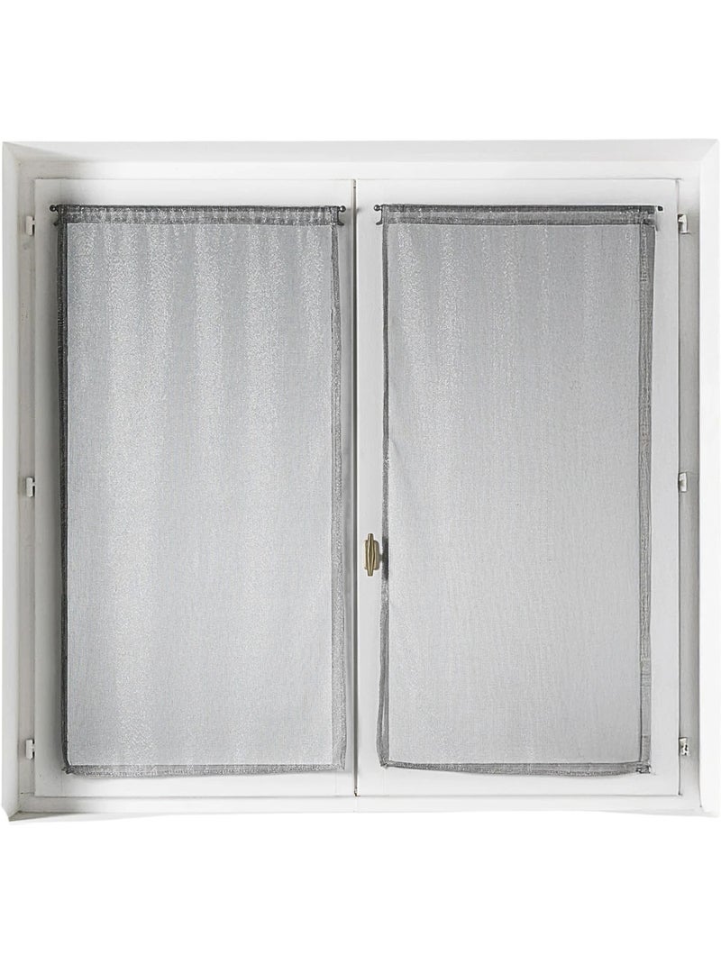 Par de cortinas transparentes para janelas com efeito de malha e fios de lurex Prata - Kiabi