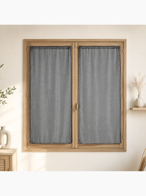 Par de cortinas transparentes para janelas com efeito de malha e fios de lurex - Kiabi