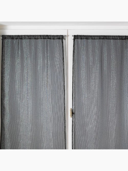 Par de cortinas transparentes para janelas com efeito de malha e fios de lurex - Kiabi