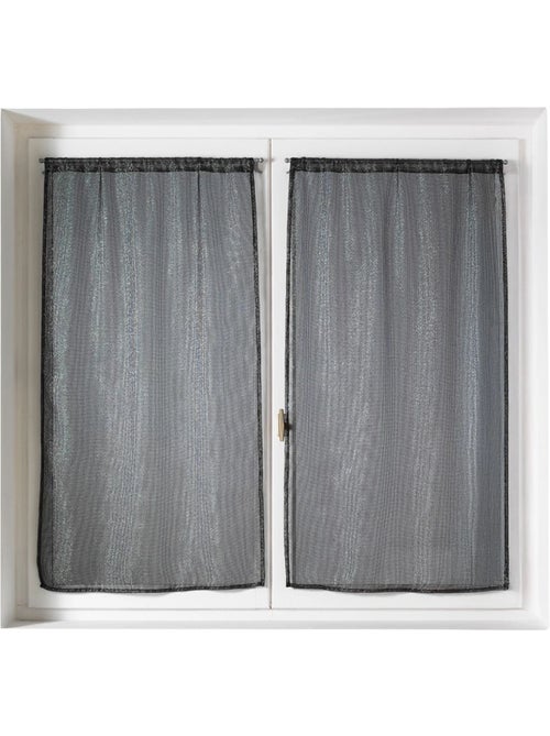 Par de cortinas transparentes para janelas com efeito de malha e fios de lurex - Kiabi