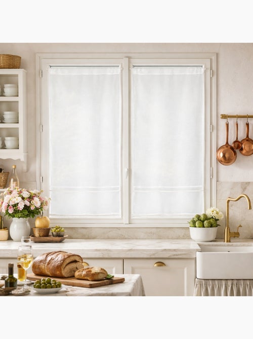 Par de elegantes cortinados de renda branca - Kiabi