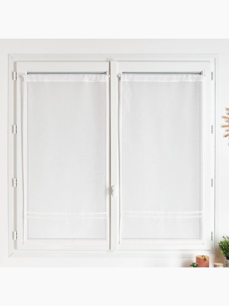 Par de elegantes cortinados de renda branca Branco - Kiabi