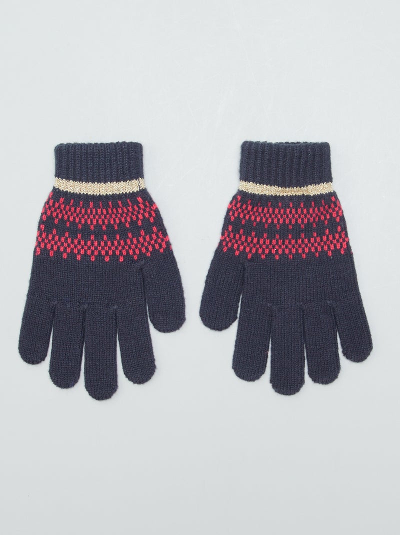 Par de luvas jacquard fantasia AZUL - Kiabi