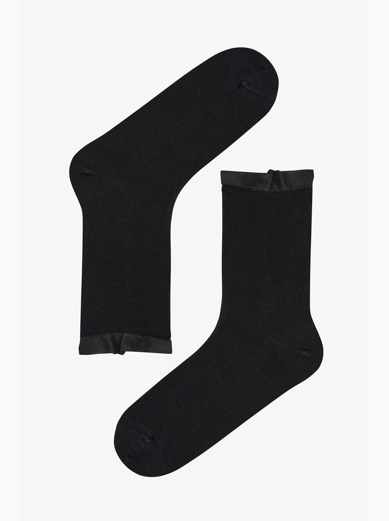 Par de meias soquete em tule e algodão penti Preto Vermelho Branco - Kiabi