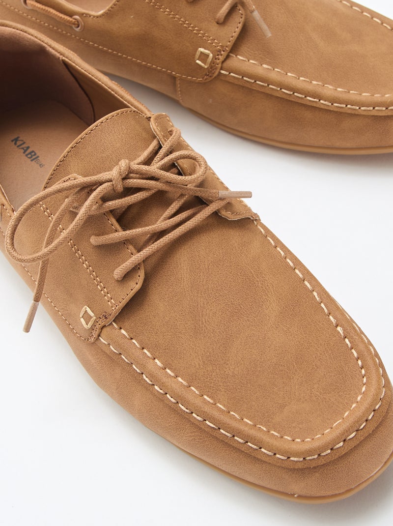 Par de mocassins náuticos lisos Castanho - Kiabi