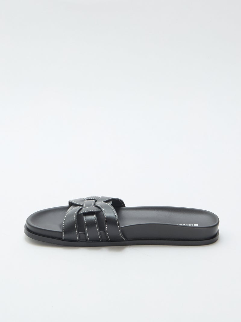Par de mules lisas Preto - Kiabi