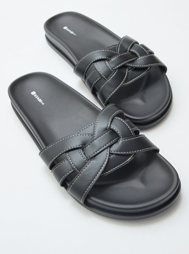 Par de mules lisas Preto - Kiabi
