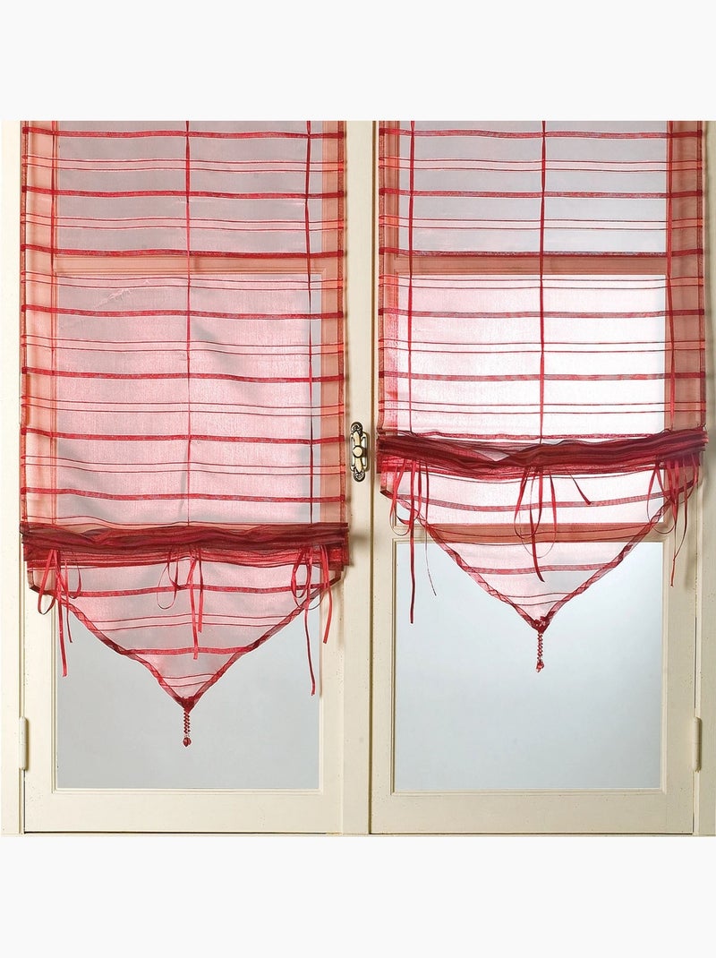Par de pequenas cortinas ajustáveis Bordô - Kiabi