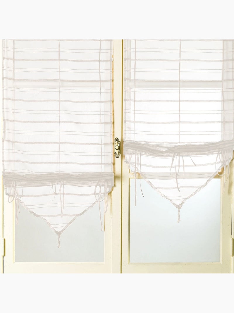 Par de pequenas cortinas ajustáveis Marfim - Kiabi